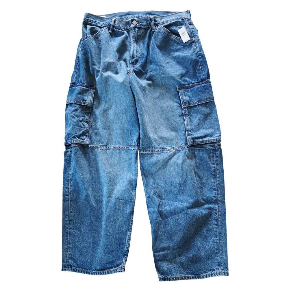 GAP Men's 36x30 Baggy Cargo Carpenter Jean Blue Denim Relaxed Fit NWT $99